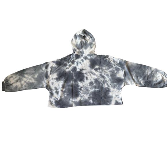 Elodie Women’s Large Crop Hoodie Gray Tie Dye Long Sleeve Oversized NWT - Picture 2 of 8